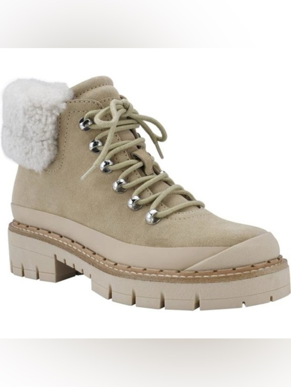 Marc Fisher LTD Cade Combat Boots Shearling Suede Lace Up Hiker Booties SZ 11
